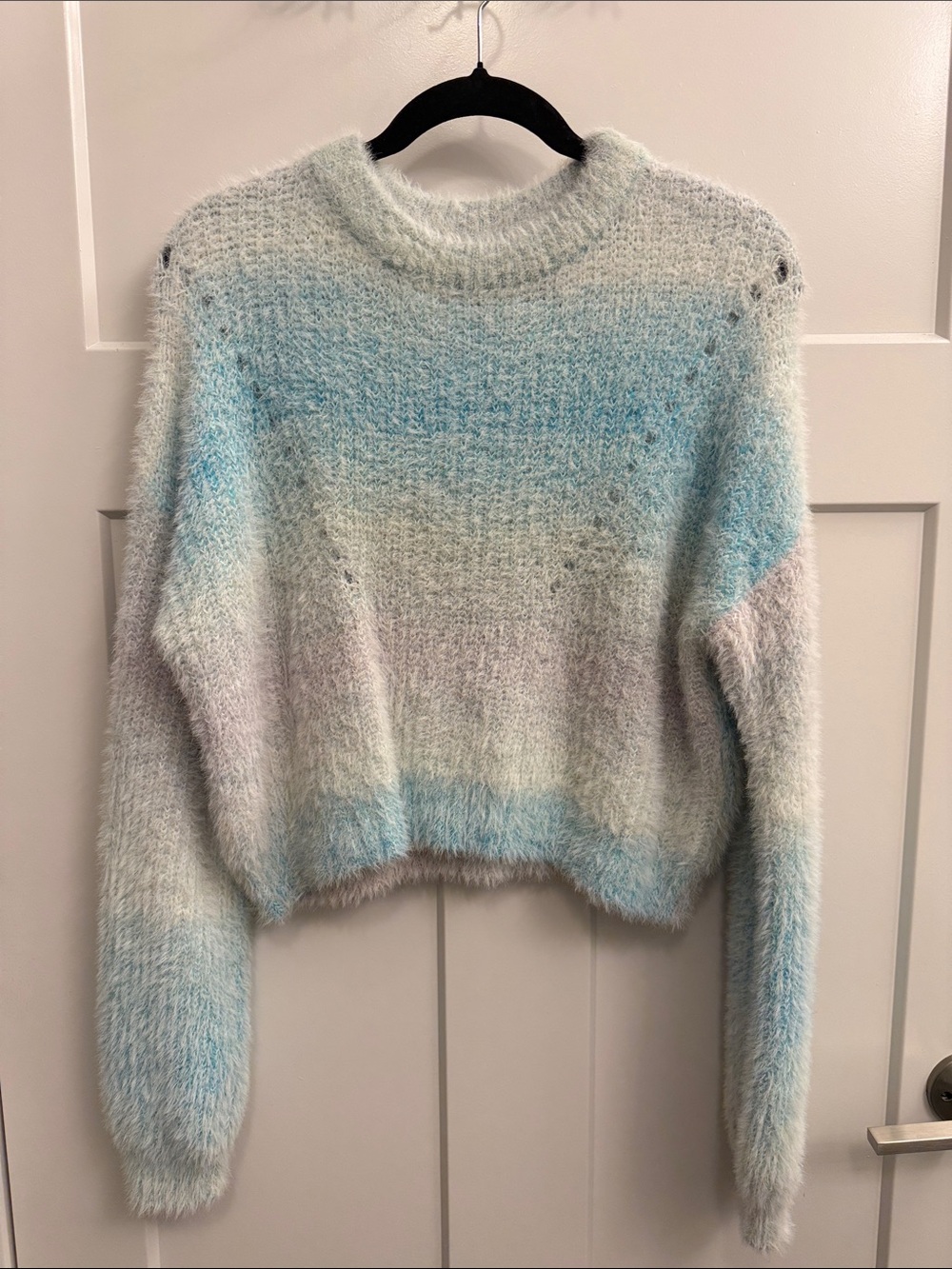 wild fable Fuzzy Ombre Crewneck Sweater - Light Blue & Cream